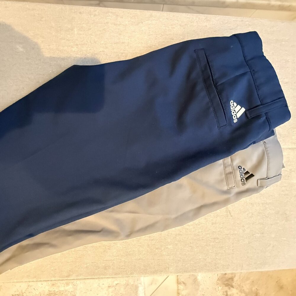 Two Pairs Adidas Mens Ultimate365 Golf Pants Size 28 x 32 - Gray and Navy